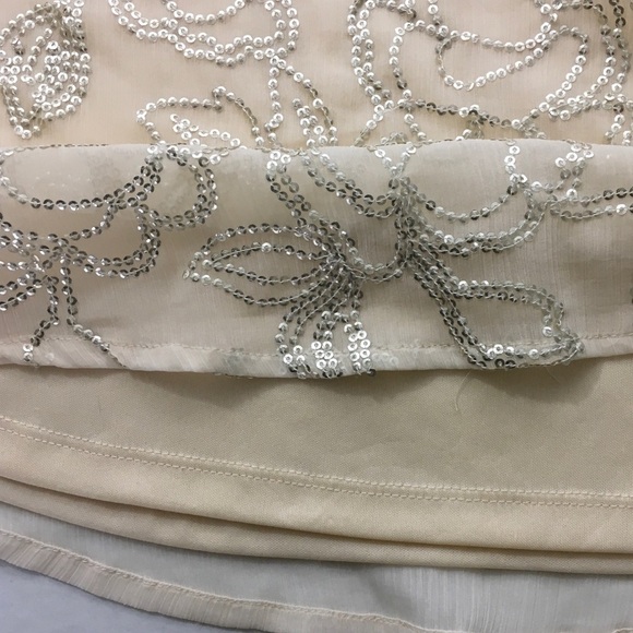 LC Lauren Tank Top Scoop Neck Sparkling Sequined Embellished Cream Blush Tank S - Picture 9 of 16